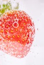 Ripe strawberries close-up in sparkling mineral water