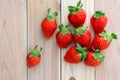 Ripe strawberries over wooden background,copy space ,top view and on people Royalty Free Stock Photo