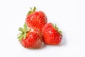 Ripe strawberries on a white background. Sweet red juicy strawberries. Organic food. Copy space. Close up. Seasonal antioxidant Royalty Free Stock Photo