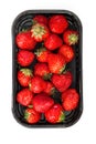 Ripe strawberry in black container on white background Royalty Free Stock Photo