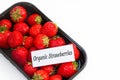 Ripe strawberry in black container on white background Royalty Free Stock Photo