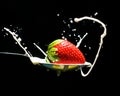 Ripe strawberry drops in a spoon Royalty Free Stock Photo