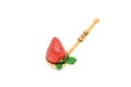 Ripe strawberry is a wooden spoon Royalty Free Stock Photo