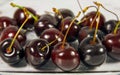 Ripe sweet cherry with cuttings close-up Royalty Free Stock Photo