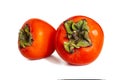 Ripe and sweet persimmon, orange color, on white