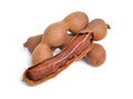 Ripe tamarind fruit isolated on white background Royalty Free Stock Photo