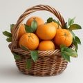 ripe tangerines in a wicker basket