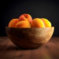 Ripe and tasty and juicy peaches lie on a plate black background Royalty Free Stock Photo