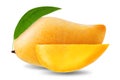 Ripe Thai mango fruit on a white background