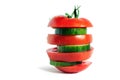 Ripe tomato and cucumber Royalty Free Stock Photo