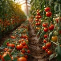 Ripe tomato plant growing in greenhouse Royalty Free Stock Photo