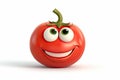 Ripe tomato with a smile on a white background, illustration. Generative AI Royalty Free Stock Photo