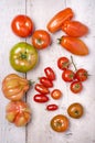 Ripe tomatoes on boards Royalty Free Stock Photo