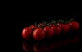 Ripe tomatoes on dark wooden background cherries, tomatoes, brunch, almeria, alimentation, alimentary, aliment, agriculture, Royalty Free Stock Photo