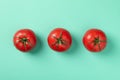 Ripe tomatoes on mint background top view Royalty Free Stock Photo