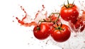 Ripe Tomatoes in Splashing Water - Generative AI