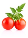 Ripe tomatos with leaf Royalty Free Stock Photo