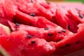 ÃÂ ripe watermelon with black seeds sliced. Close-up. Royalty Free Stock Photo