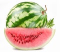 Ripe watermelon with a slice Royalty Free Stock Photo