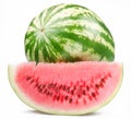 Ripe watermelon with a slice