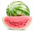 Ripe watermelon with a slice Royalty Free Stock Photo