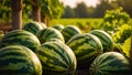 Ripe watermelons the field