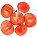 Ripe wet cut tomato close up isolated Royalty Free Stock Photo