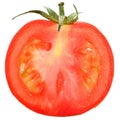 Ripe wet cut tomato close up isolated Royalty Free Stock Photo