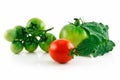 Ripe Wet Red and Green Tomatoes Isolated Royalty Free Stock Photo