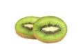 Ripe whole kiwi fruit and half kiwi fruit isolated on white background. Kiwi fruit isolated Royalty Free Stock Photo