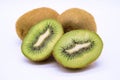 Ripe whole kiwi fruit and half kiwi fruit Royalty Free Stock Photo