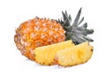 Ripe whole and slice pineapple isolated on white Royalty Free Stock Photo