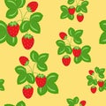 Ripe Wild Strawberries Vector Seamless Pattern Royalty Free Stock Photo