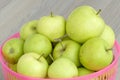 Ripe yellow apples in a basket,all natural hormone-free apples