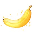 Ripe yellow banana watercolor ilustration Royalty Free Stock Photo