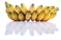 ripe yellow bananas baby on white isolated background with reflection Royalty Free Stock Photo