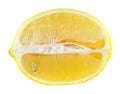 Yellow lemon longitudinal section isolated on white background Royalty Free Stock Photo