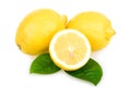 Ripe yellow lemons isolated over white