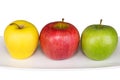 Ripe yellow, red, green apple on white Royalty Free Stock Photo