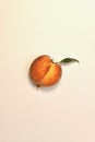 Peach in the center vertically on a light background. Royalty Free Stock Photo