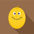 Ripe yellow smiling melon icon, flat style Royalty Free Stock Photo