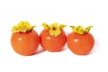 Ripes orange persimmon fruit isolated on white background. Royalty Free Stock Photo