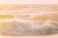 Riplpe sea ocean water surface with small waves. Close up of sea foam from breaking wave. Royalty Free Stock Photo