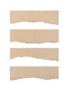 Ripped brown cardboard paper texture on white background. Royalty Free Stock Photo