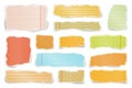 Ripped colorful paper strips. Realistic crumpled paper scraps with torn edges. Lined shreds of notebook pages. Vector Royalty Free Stock Photo