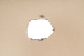 Ripped hole in cardboard on white background with clipping path Royalty Free Stock Photo