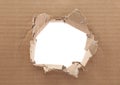 Ripped hole in cardboard Royalty Free Stock Photo