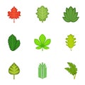 Ripped leaves icons set, cartoon style Royalty Free Stock Photo
