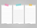 Ripped lined notebook pages templates for notes or memo