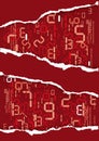 Ripped paper background with Digital numbers. Royalty Free Stock Photo